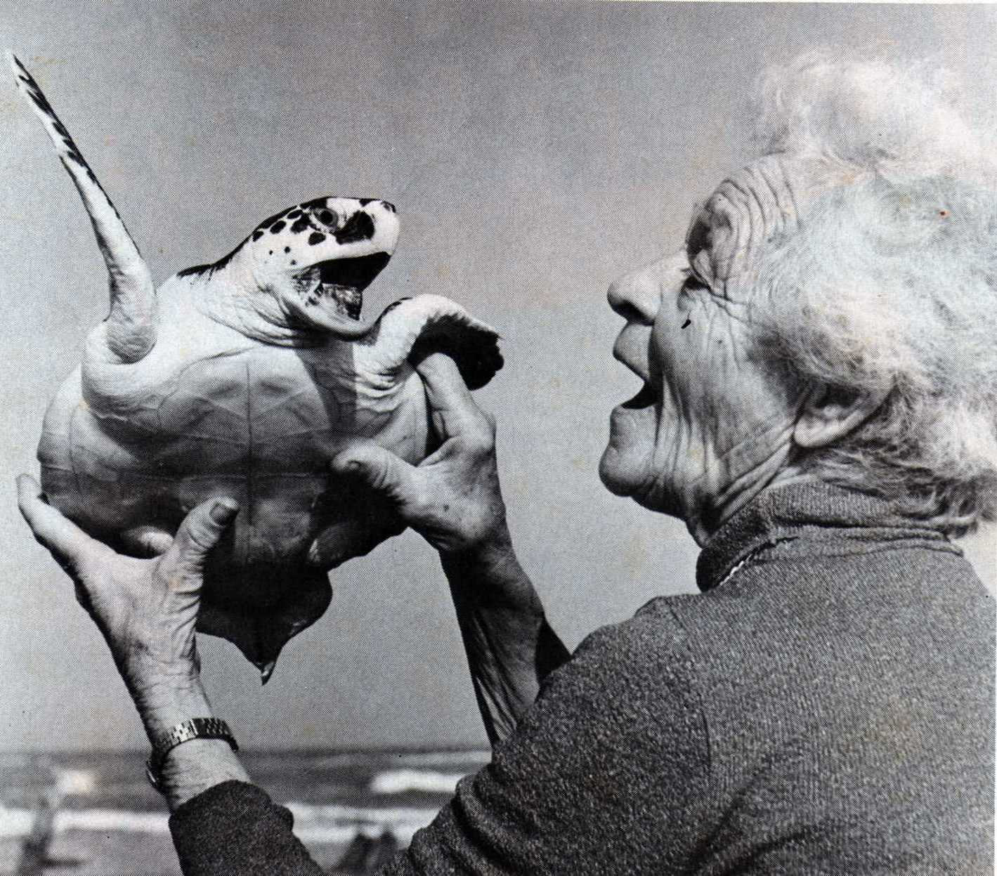 Ila Loetscher and one of her many sea turtle children