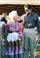 Ila Loetscher with Mayor Pinkerton at 1986 dedication of Turtle Lady Park on South Padre Island